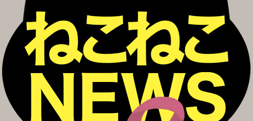 ねこねこNEWS_黒猫ロゴ+ピンクリボン1_グレー背景_510×510