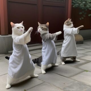AI作画によるカンフーネコによる八段錦