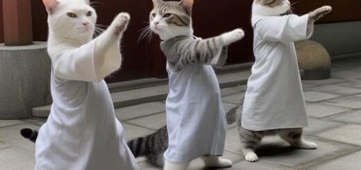 AI作画によるカンフーネコによる八段錦