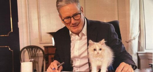 スターマー英首相と新たにお迎えされたサイベリアン子猫のプリンス君