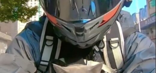 飼い主さんといっしょにバイクで疾走する21君